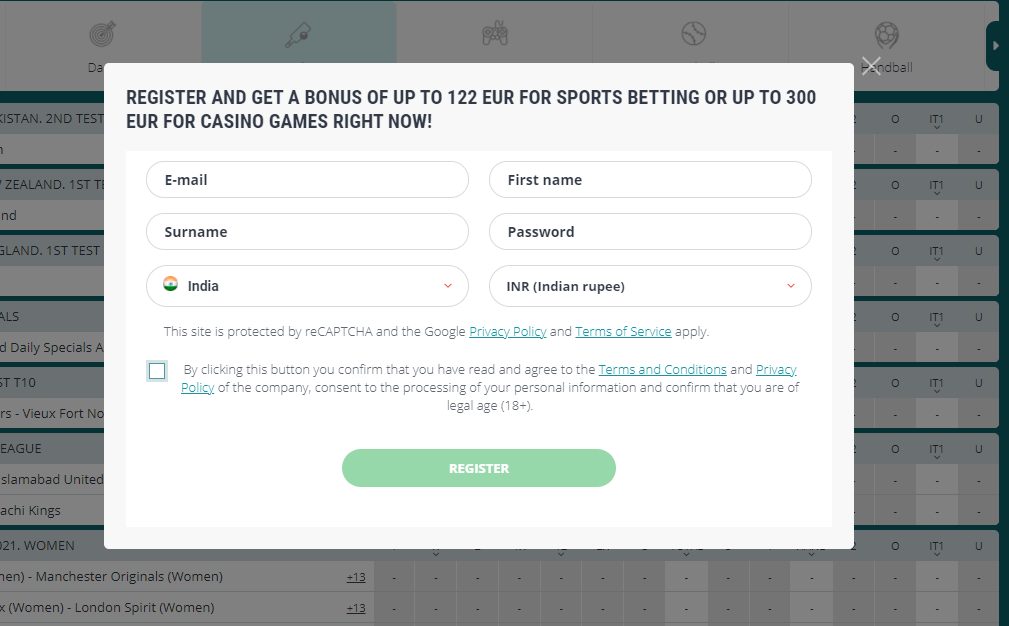 22bet sign up in India