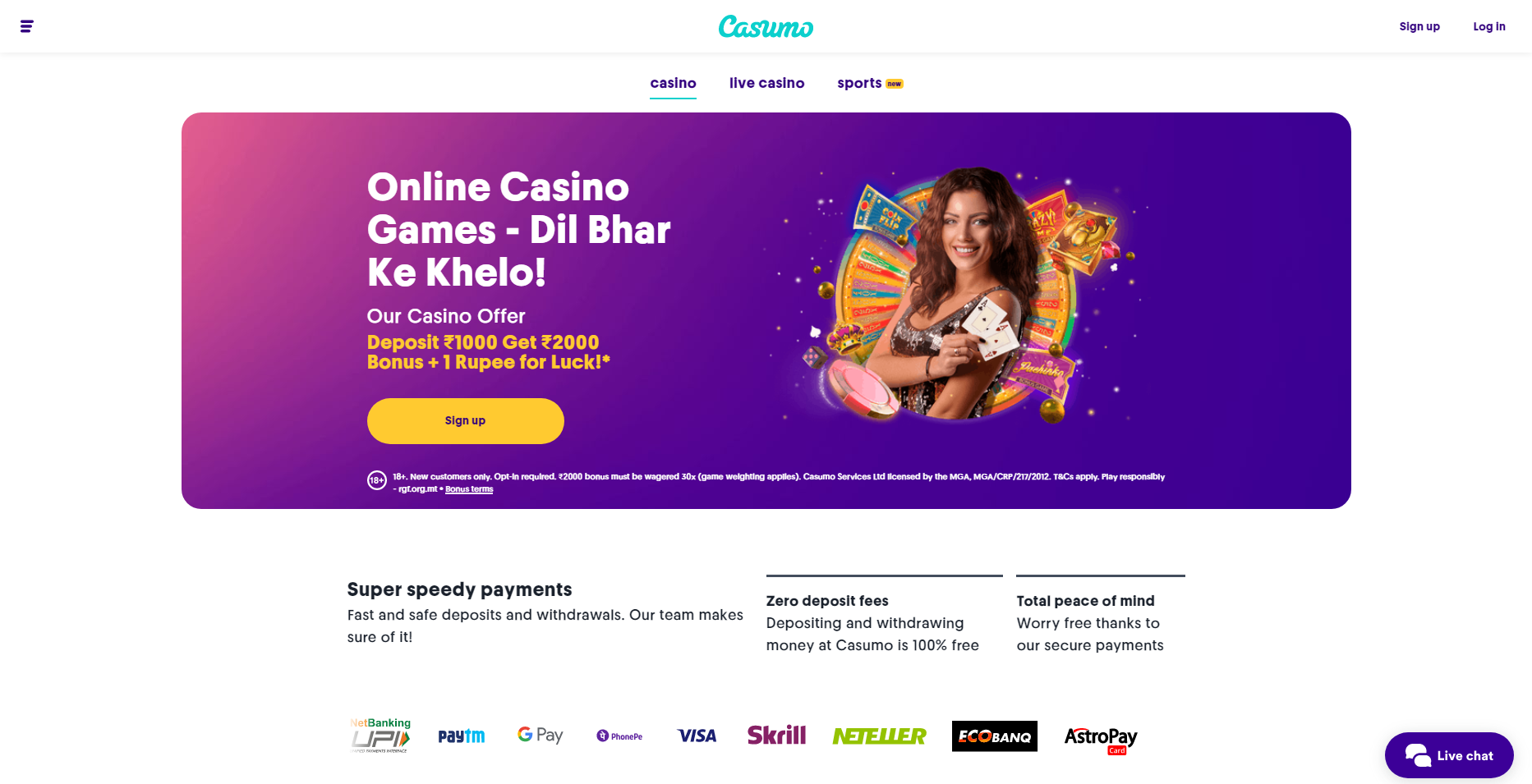 Casumo website India