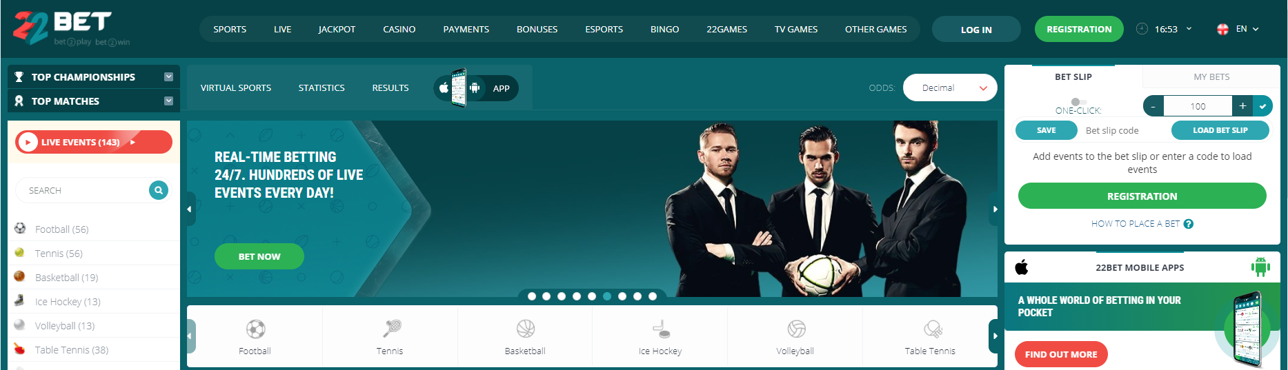 How to register on 22Bet