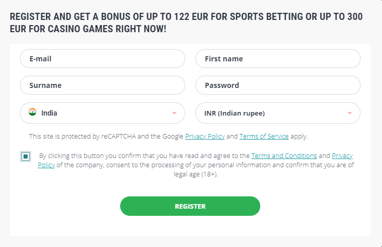 How to register on 22bet