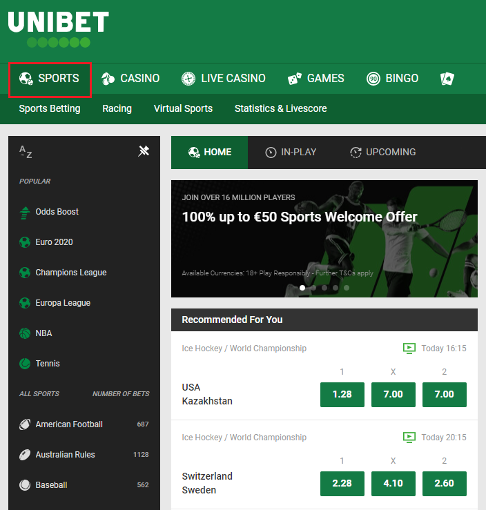 How to bet on Unibet India