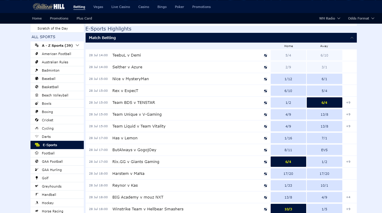 William Hill how to place a bet
