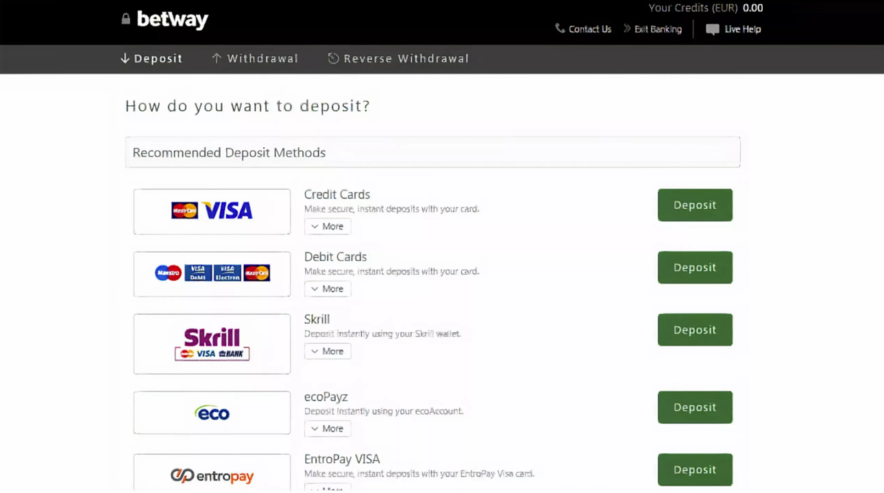 Betway minimum deposit India
